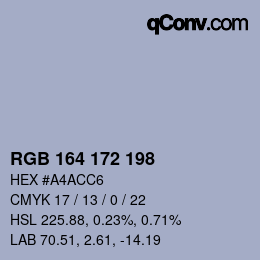 Color code: RGB 164 172 198 | qconv.com