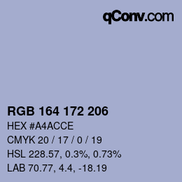 Color code: RGB 164 172 206 | qconv.com