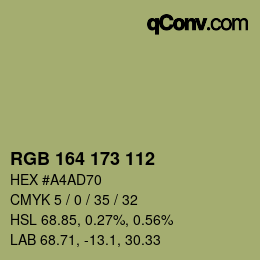 Color code: RGB 164 173 112 | qconv.com