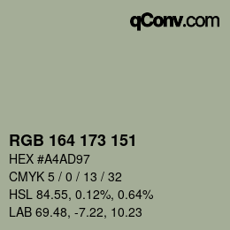 Color code: RGB 164 173 151 | qconv.com