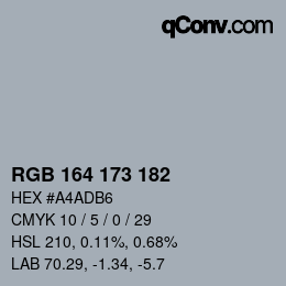 Color code: RGB 164 173 182 | qconv.com