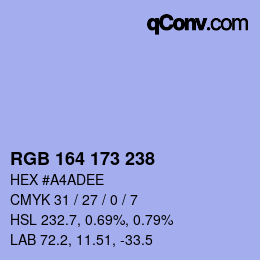 Color code: RGB 164 173 238 | qconv.com
