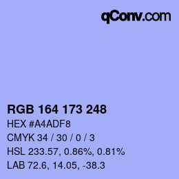 Color code: RGB 164 173 248 | qconv.com