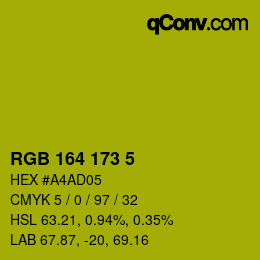 Color code: RGB 164 173 5 | qconv.com