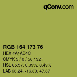 Color code: RGB 164 173 76 | qconv.com