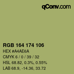 Color code: RGB 164 174 106 | qconv.com