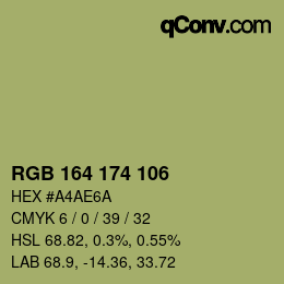 カラーコード: RGB 164 174 106 | qconv.com