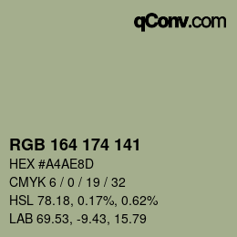 Color code: RGB 164 174 141 | qconv.com