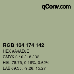 Color code: RGB 164 174 142 | qconv.com