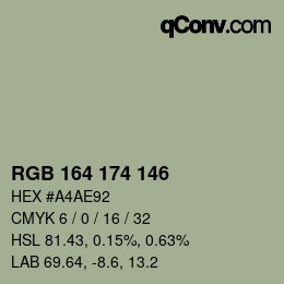 Color code: RGB 164 174 146 | qconv.com