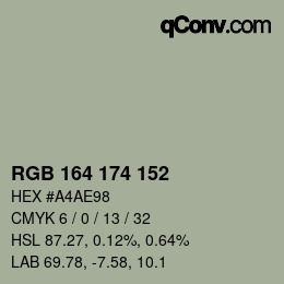 Color code: RGB 164 174 152 | qconv.com