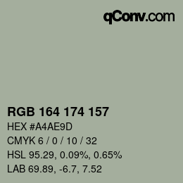 Color code: RGB 164 174 157 | qconv.com