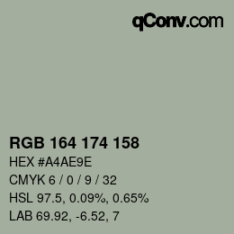 颜色代码: RGB 164 174 158 | qconv.com