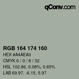 Color code: RGB 164 174 160 | qconv.com