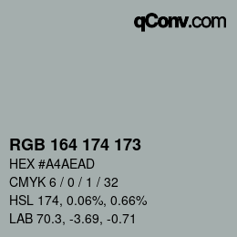 Color code: RGB 164 174 173 | qconv.com