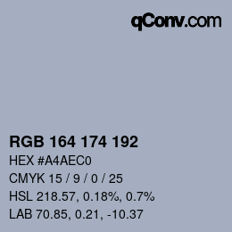 Color code: RGB 164 174 192 | qconv.com