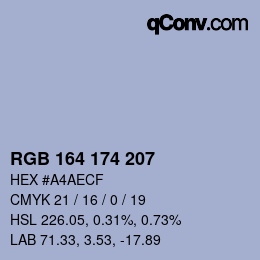 Color code: RGB 164 174 207 | qconv.com