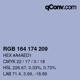 Color code: RGB 164 174 209 | qconv.com