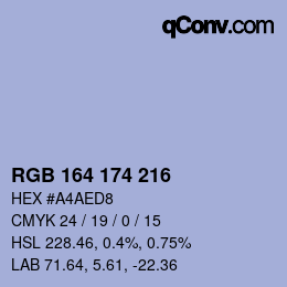 Color code: RGB 164 174 216 | qconv.com