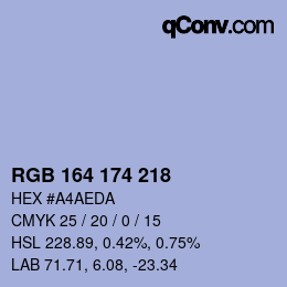 Color code: RGB 164 174 218 | qconv.com