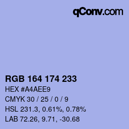 Color code: RGB 164 174 233 | qconv.com