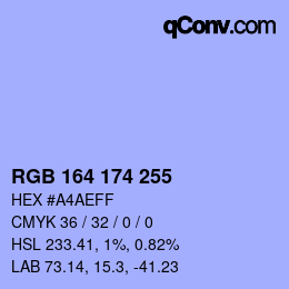 Color code: RGB 164 174 255 | qconv.com