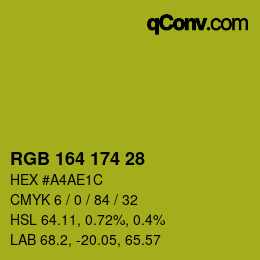 カラーコード: RGB 164 174 28 | qconv.com
