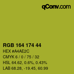 Color code: RGB 164 174 44 | qconv.com