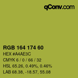 Color code: RGB 164 174 60 | qconv.com