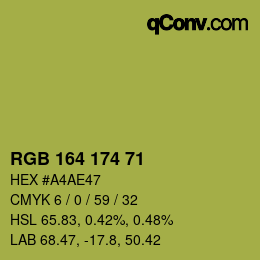 Color code: RGB 164 174 71 | qconv.com