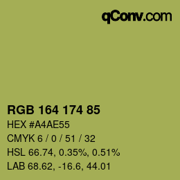 Color code: RGB 164 174 85 | qconv.com