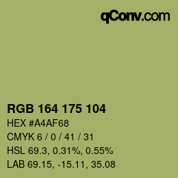 Color code: RGB 164 175 104 | qconv.com