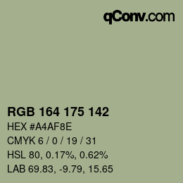 Color code: RGB 164 175 142 | qconv.com
