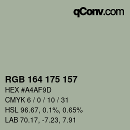 カラーコード: RGB 164 175 157 | qconv.com