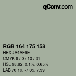Color code: RGB 164 175 158 | qconv.com