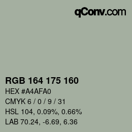 Color code: RGB 164 175 160 | qconv.com