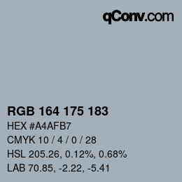 Farbcode: RGB 164 175 183 | qconv.com