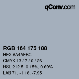 Color code: RGB 164 175 188 | qconv.com