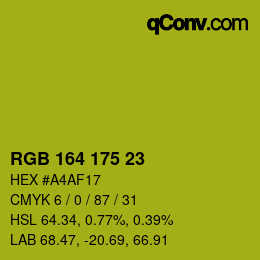 カラーコード: RGB 164 175 23 | qconv.com