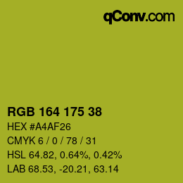 Color code: RGB 164 175 38 | qconv.com
