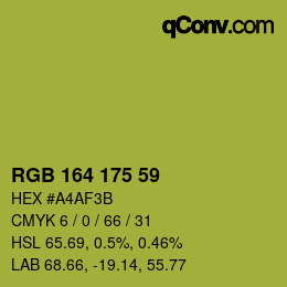 カラーコード: RGB 164 175 59 | qconv.com