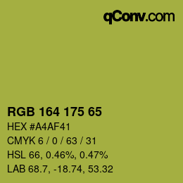 Color code: RGB 164 175 65 | qconv.com
