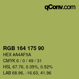 Código de color: RGB 164 175 90 | qconv.com