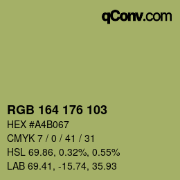Color code: RGB 164 176 103 | qconv.com