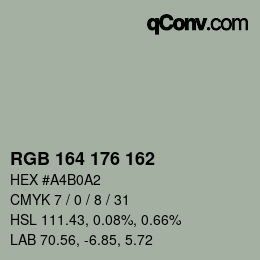 Color code: RGB 164 176 162 | qconv.com