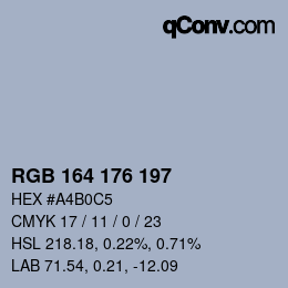 Color code: RGB 164 176 197 | qconv.com