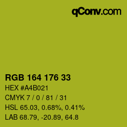 Color code: RGB 164 176 33 | qconv.com
