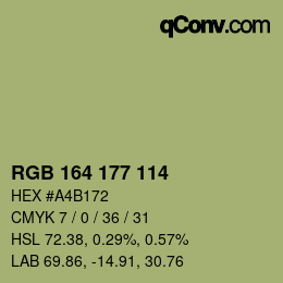 颜色代码: RGB 164 177 114 | qconv.com