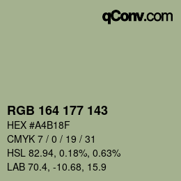 Color code: RGB 164 177 143 | qconv.com