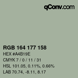 Color code: RGB 164 177 158 | qconv.com